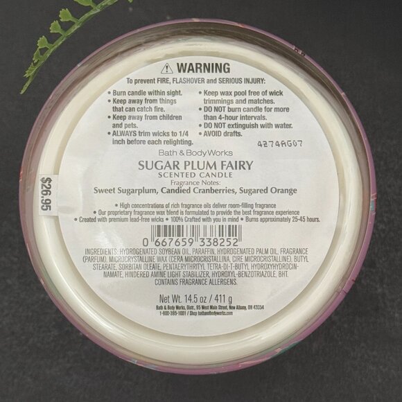 BBW Sugar Plum Fairy Bath & Body Works 3 Wick Candle - Picture 10 of 10